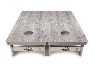 Driftwood Grey-Stained Cornhole Boards - Professional Tournament Series by Cornhole Solutions, custom cornhole board detail photo 2