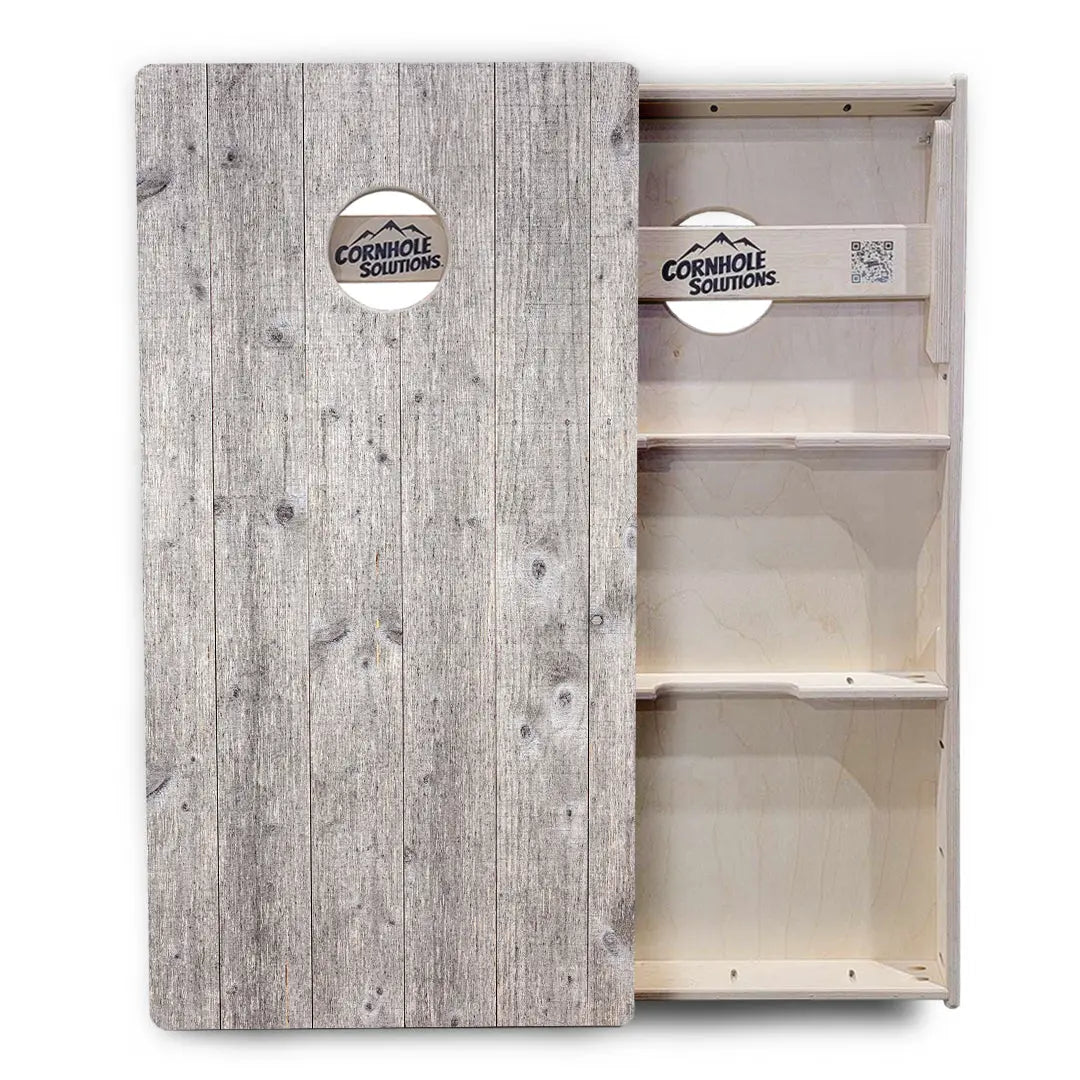 Driftwood Grey-Stained Cornhole Boards - Professional Tournament Series by Cornhole Solutions, custom cornhole board detail photo 4