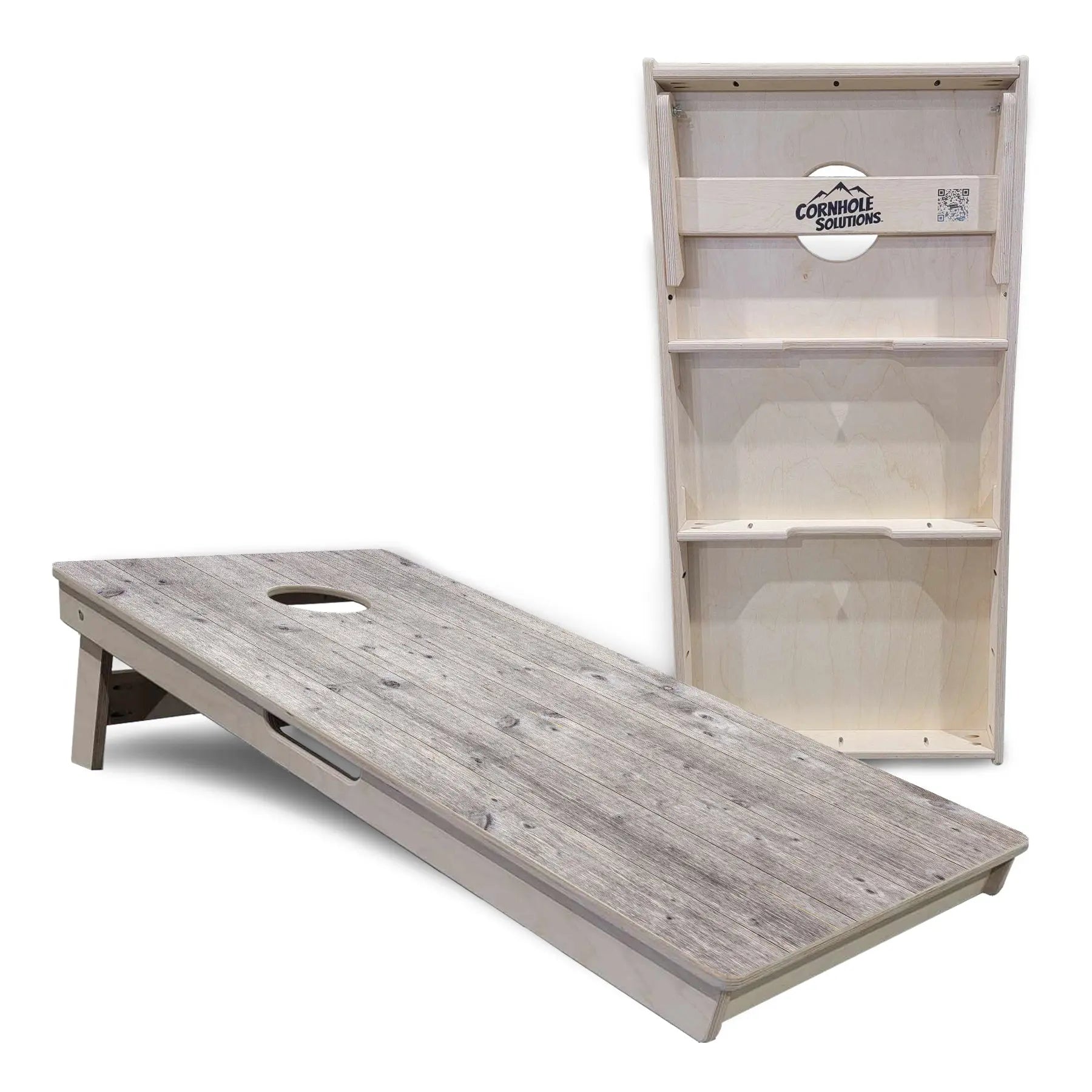 Driftwood Grey-Stained Cornhole Boards - Professional Tournament Series by Cornhole Solutions, custom cornhole board detail photo 5