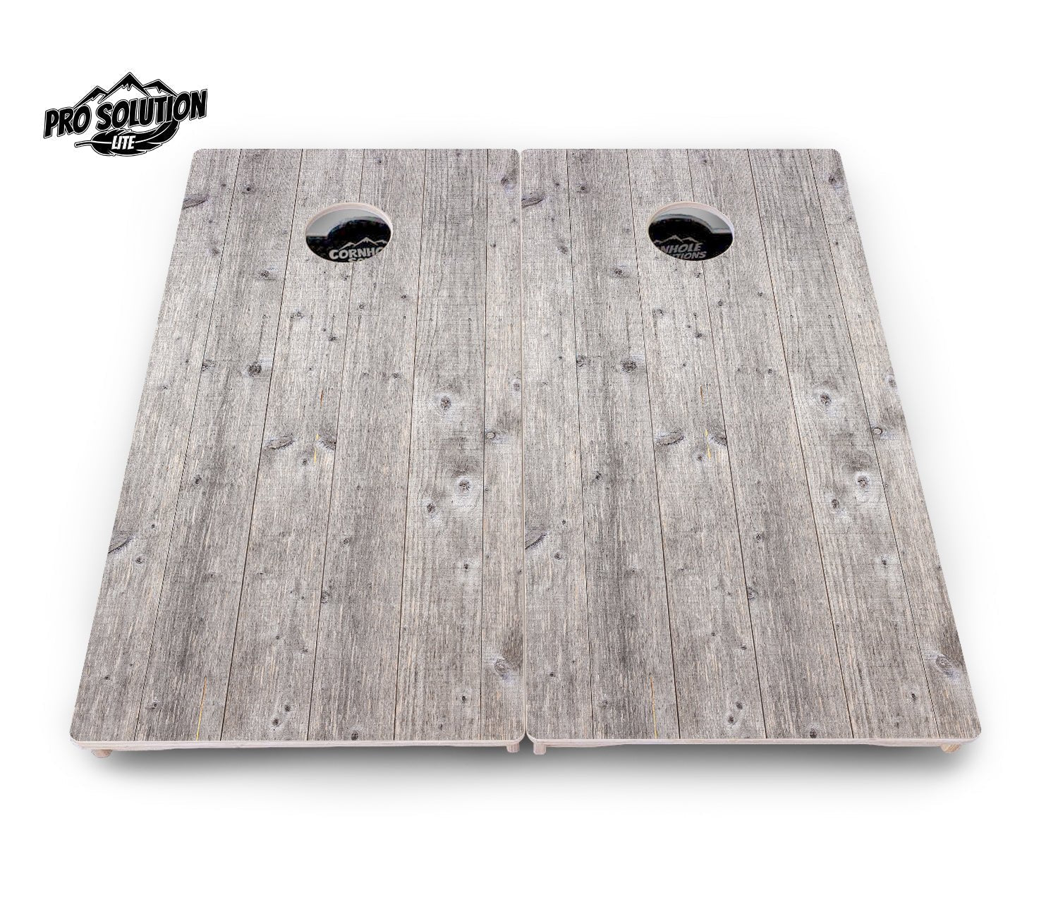 Driftwood Grey Stained Cornhole Boards - Pro Solution Lite Series