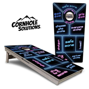 Drinking Game Black Background Cornhole Boards - Professional Tournament Series by Cornhole Solutions, custom cornhole board main product photo