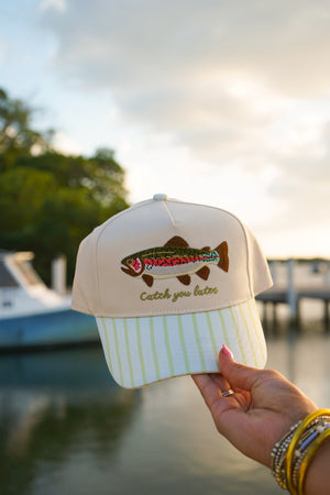 Catch You Later - Green Stripe Hat by KenzKustomz — product view 4