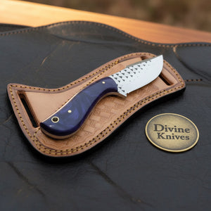 Purple Swirl Resin Rasp Cowboy Knife with product detail, view 2