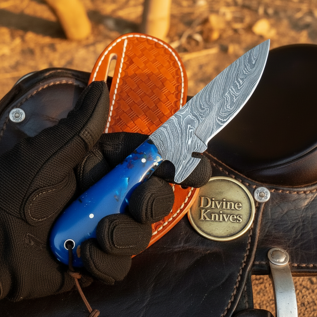 Bull Rider Engraved Bowie Hunter Knife product detail, view 2