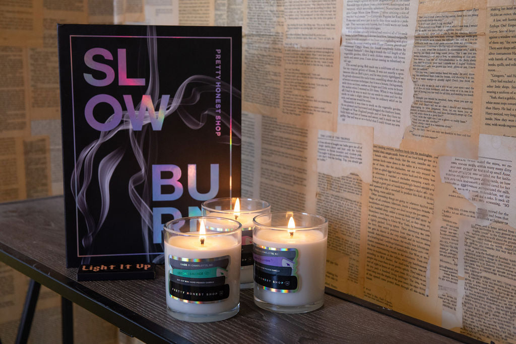 Slow Burn Book Candle Collection detail view by Pretty Honest Candles