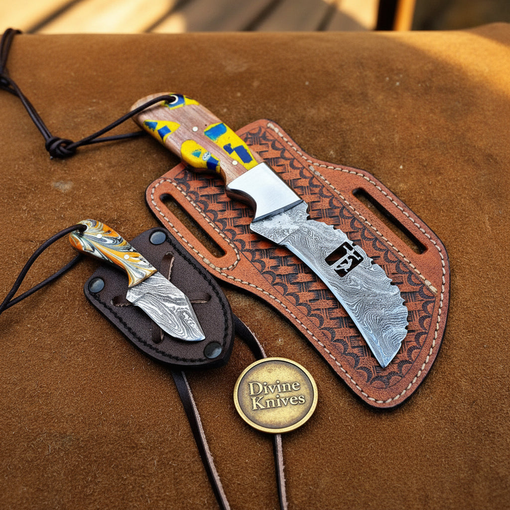 Cross Cutout Skinner & Neck Knife Set by Divine Knives