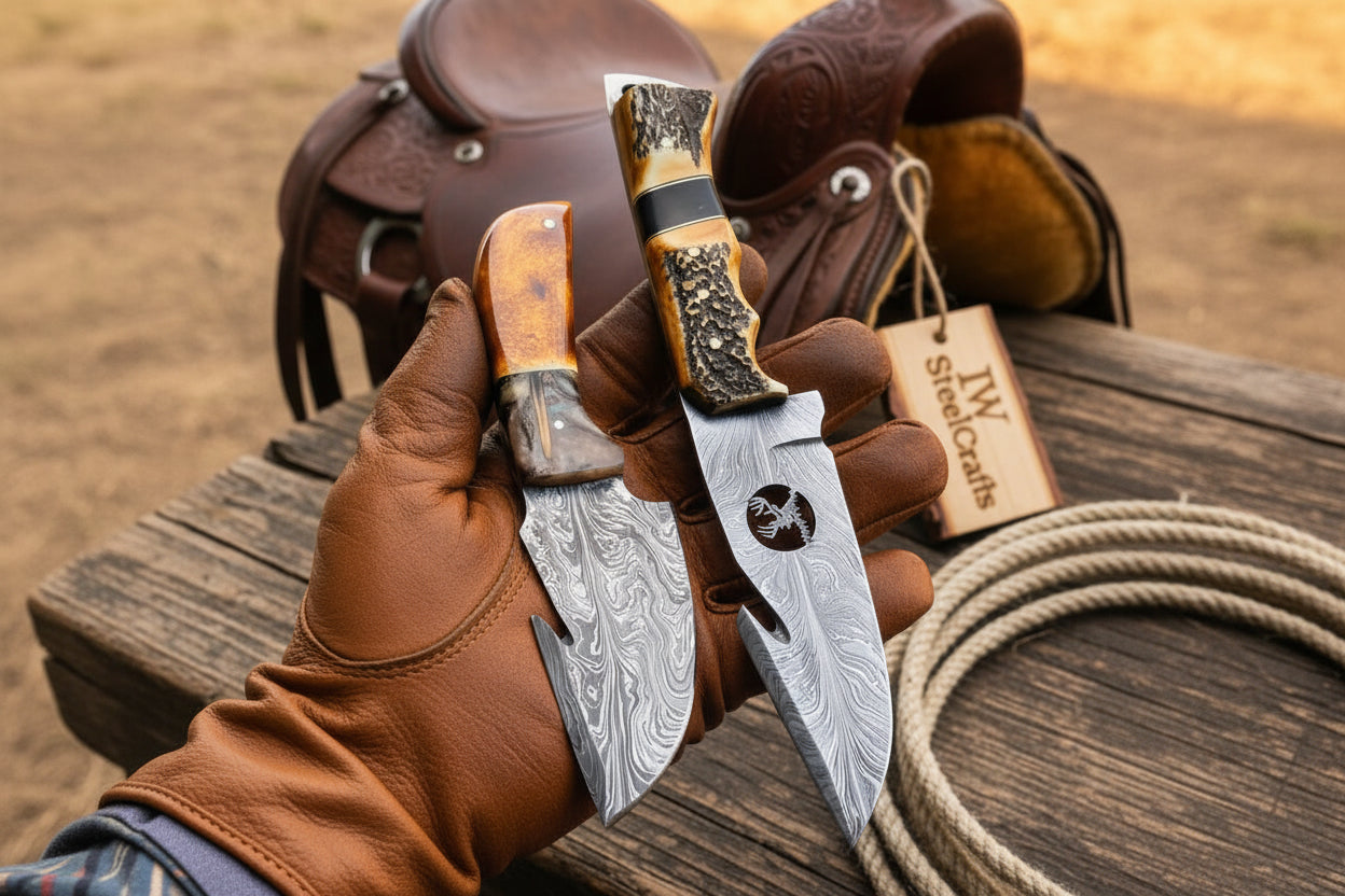 Fielddraw Gut Hook Knife 8" by JW SteelCrafts, product view 2