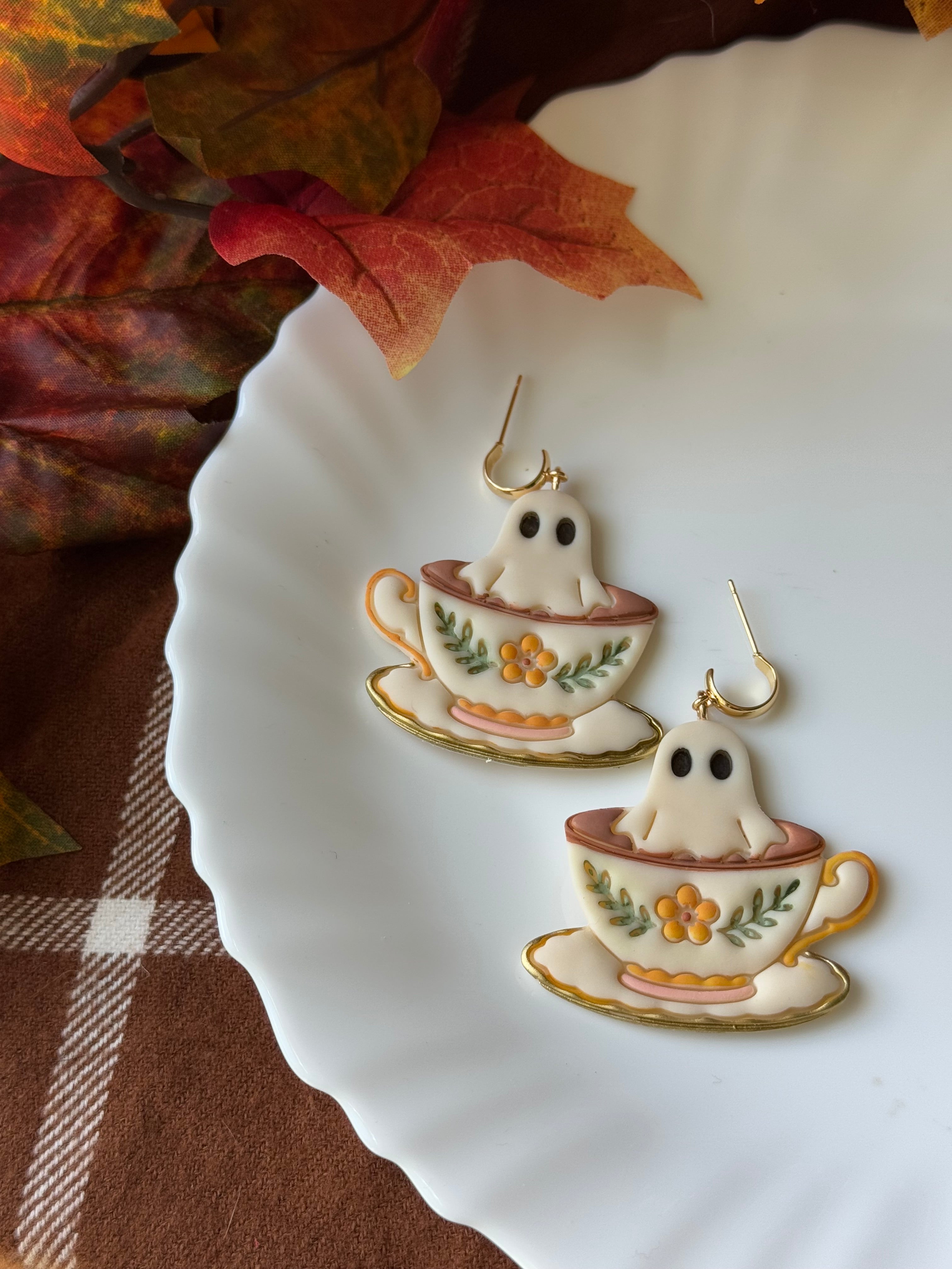 Teacup Ghosts handmade polymer clay earrings by Shop Something Earthy — view 1 of 2