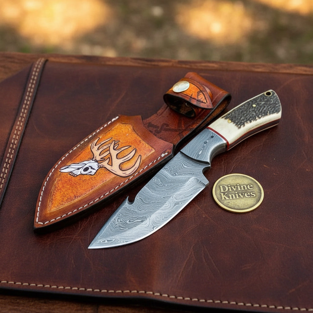 Stag & Bone Handle Gut Hook Skinner Knife product detail, view 2