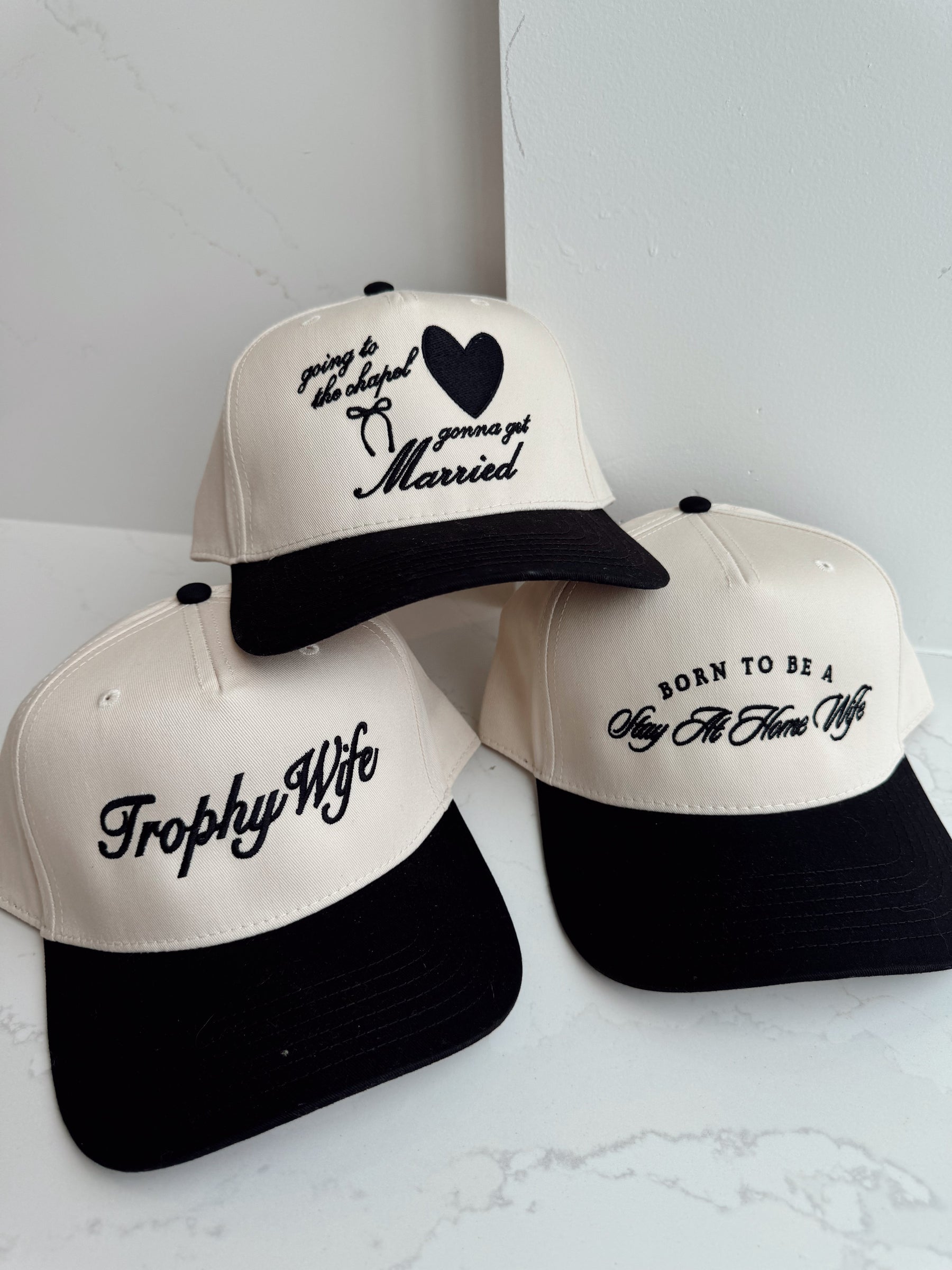 Born To Be A Stay At Home Wife - Black Vintage Trucker Hat detail view by KenzKustomz