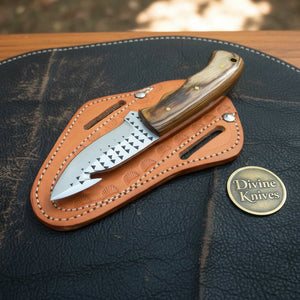 Hand-Forged Rasp Steel Wood Gut Hook Knife product detail, view 3