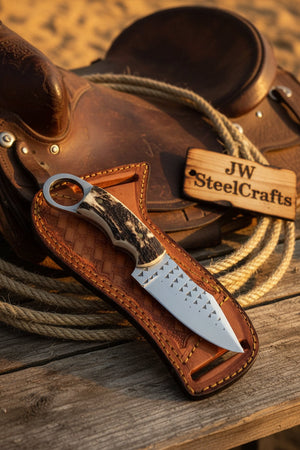 Sundance Tracker Knife 9" Handmade Carbon Steel with Finger Ring Detail