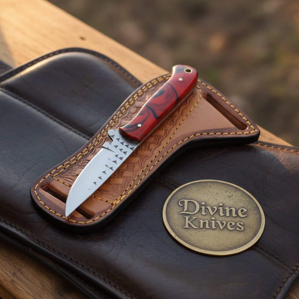 Red Swirl Resin Rasp Skinner with Skinner product detail, view 5