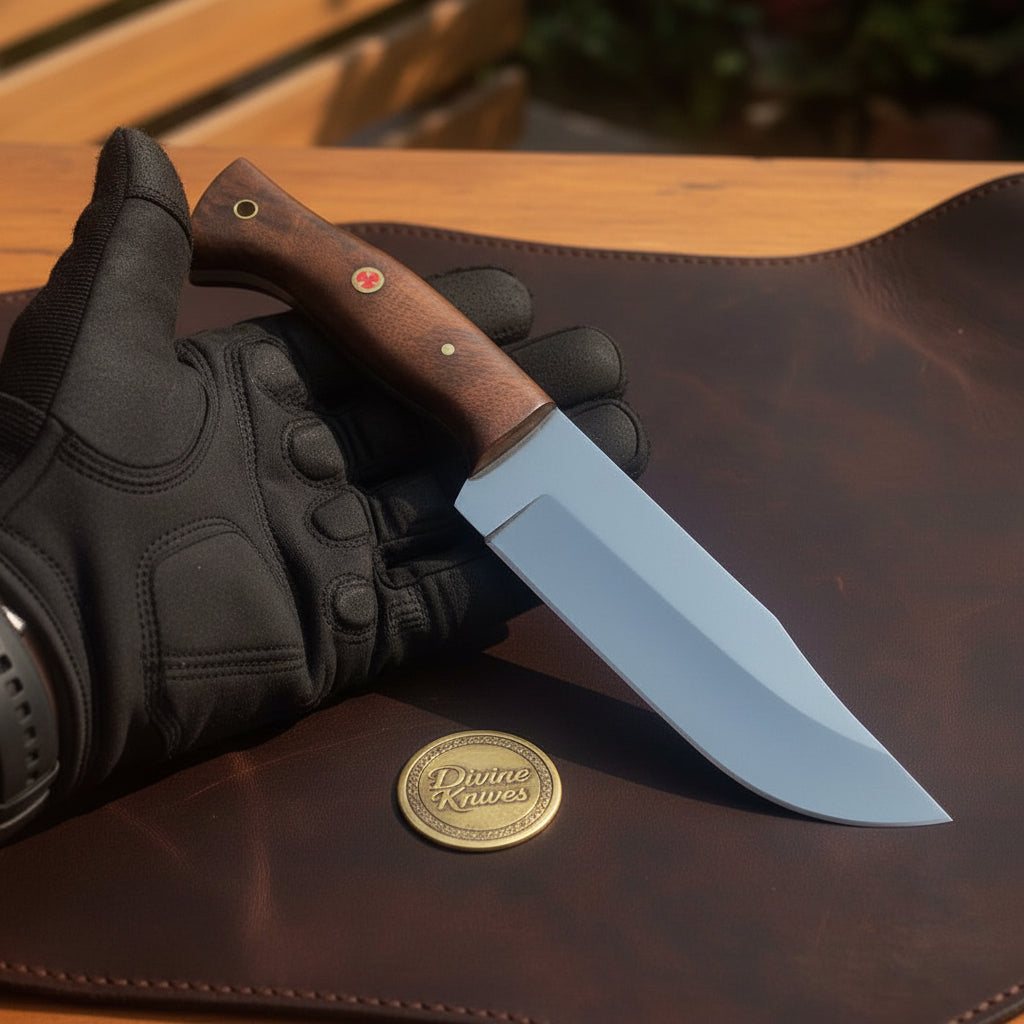 Clip Point Rosewood Hunting Knife with D2 by Divine Knives