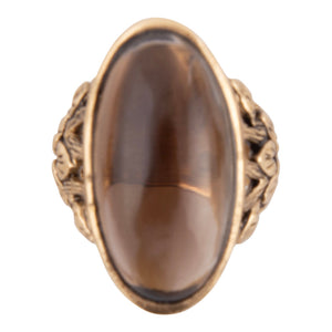 Enchanted Faceted Black Smoky Quartz Golden Ring detail view by Barse Jewelry
