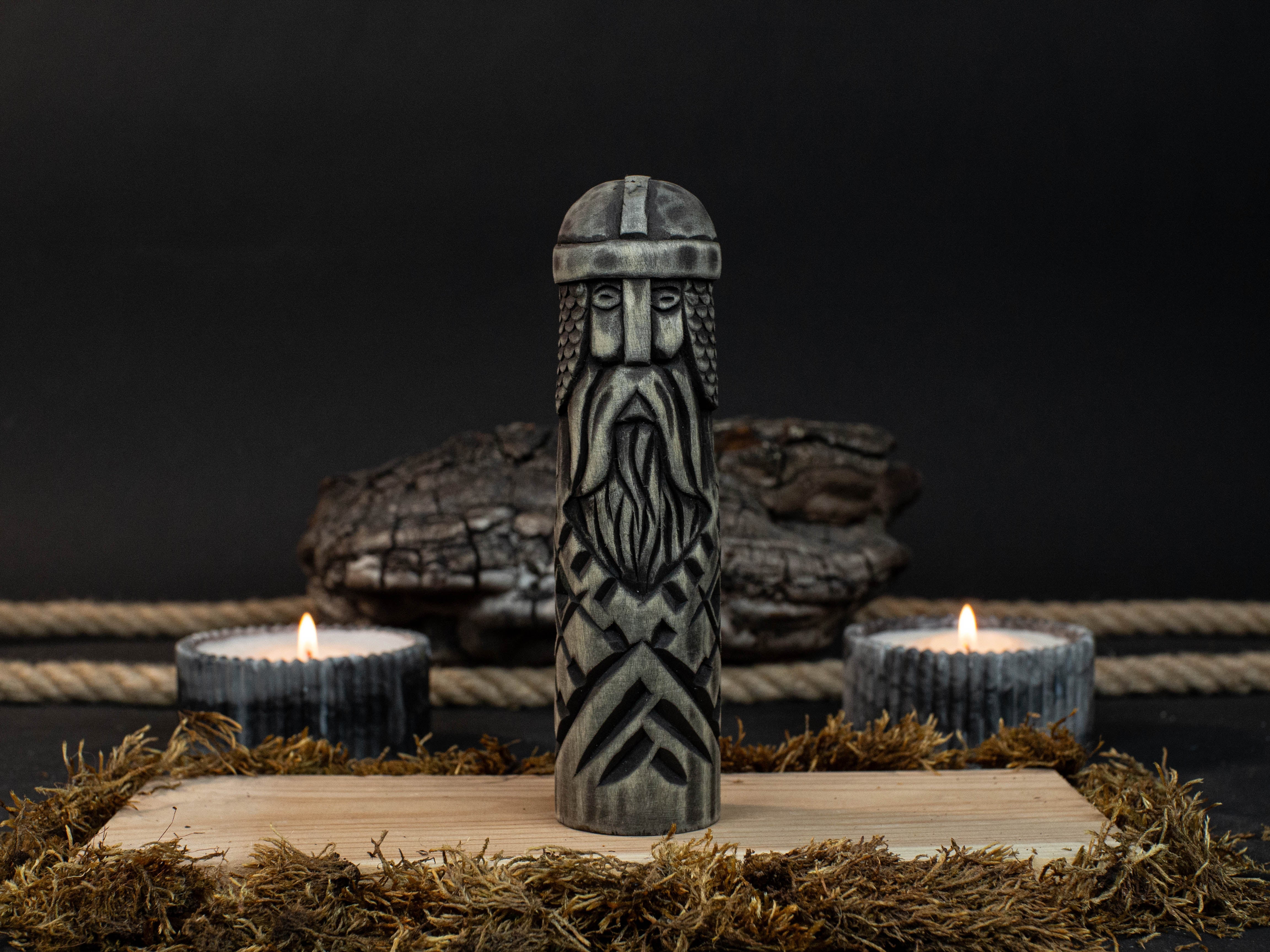 Hand-Carved Baldr Wooden Figurine – Norse God of Light and Purity by Sharky Forged Steel Tools