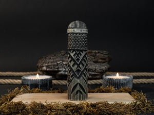 Hand-Carved Baldr Wooden Figurine – Norse God of Light and Purity detail view by Sharky Forged Steel Tools