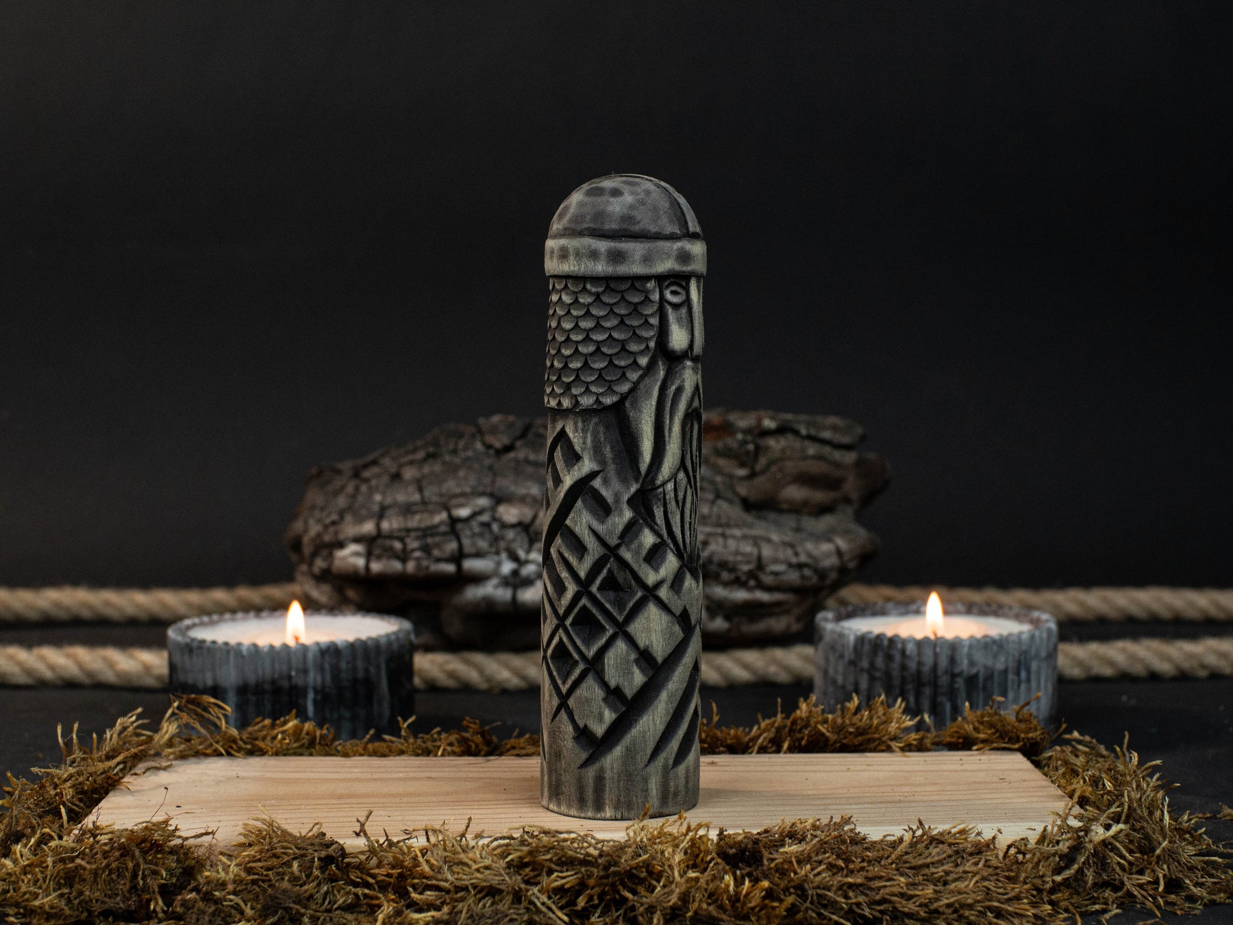 Hand-Carved Baldr Wooden Figurine – Norse God of Light and Purity detail view by Sharky Forged Steel Tools