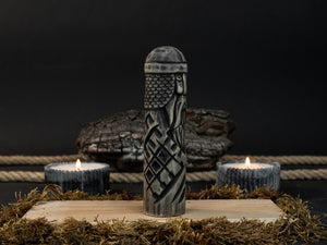 Hand-Carved Baldr Wooden Figurine – Norse God of Light and Purity detail view by Sharky Forged Steel Tools