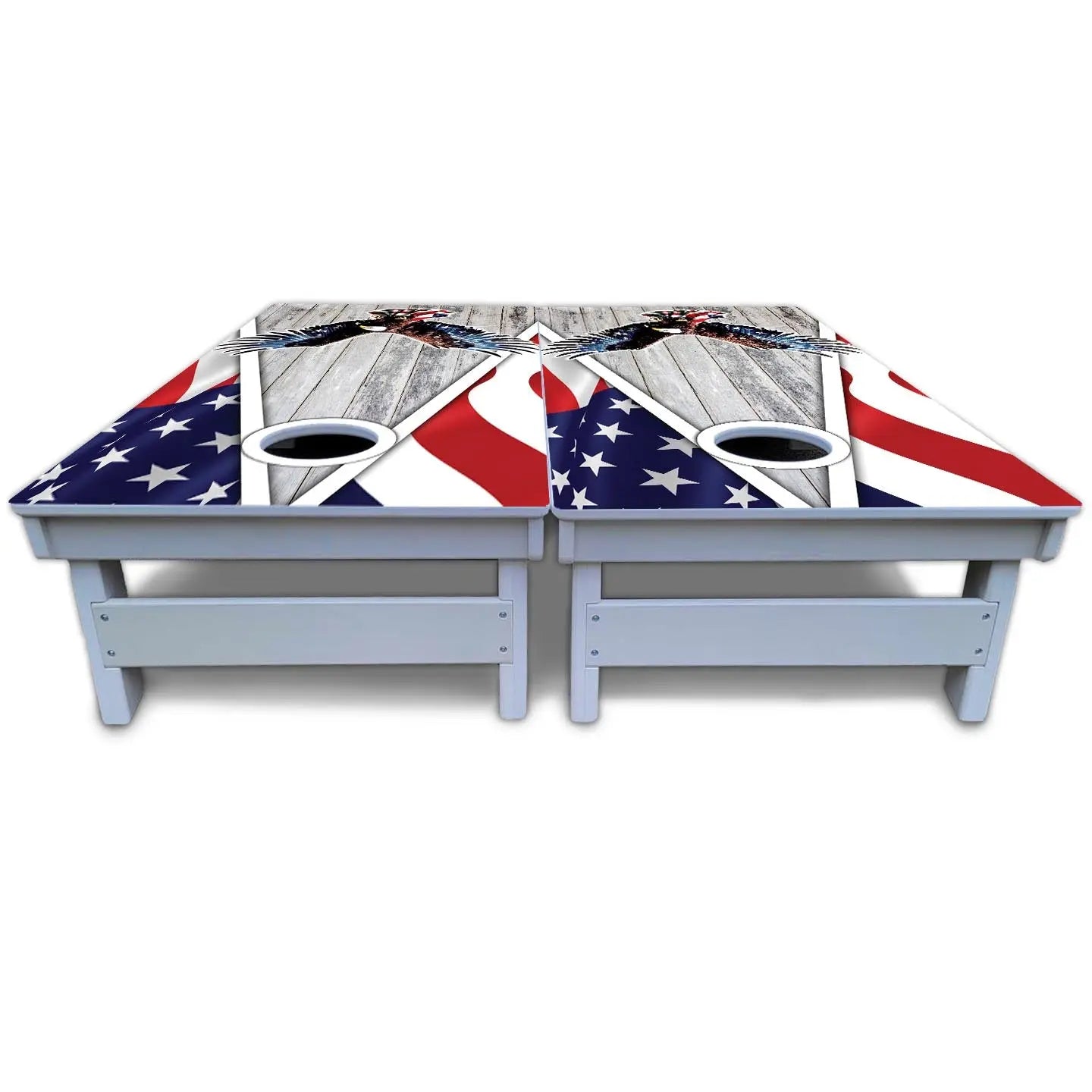 Eagle Triangle Whitewash Cornhole Boards - All Weather Series by Cornhole Solutions, custom cornhole board detail photo 5