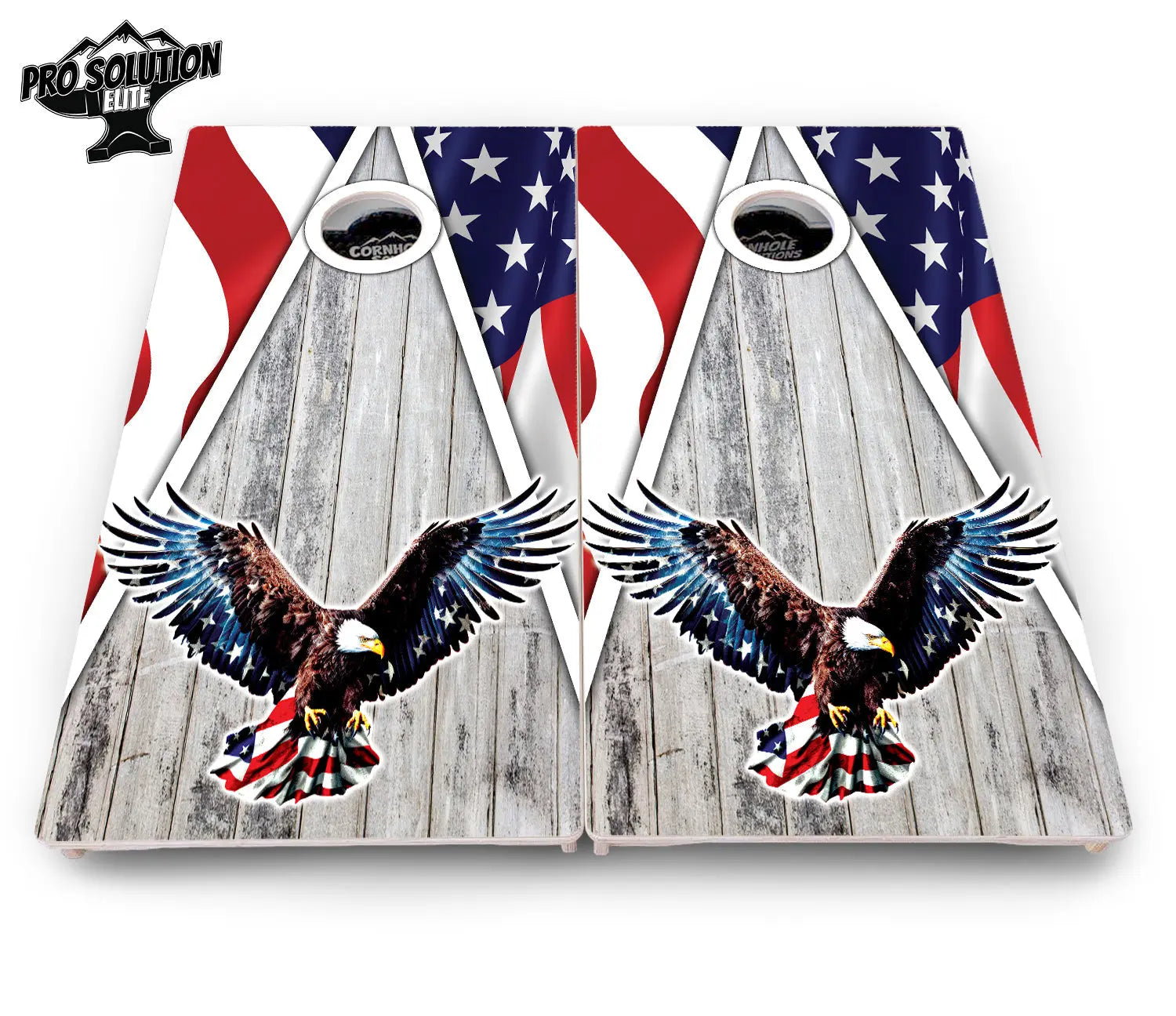 Eagle Triangle Whitewash Cornhole Boards - Pro Solution Elite Series by Cornhole Solutions, custom cornhole board detail photo 4
