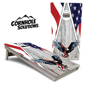 Eagle Triangle Whitewash Cornhole Boards - Professional Tournament Series by Cornhole Solutions, custom cornhole board main product photo