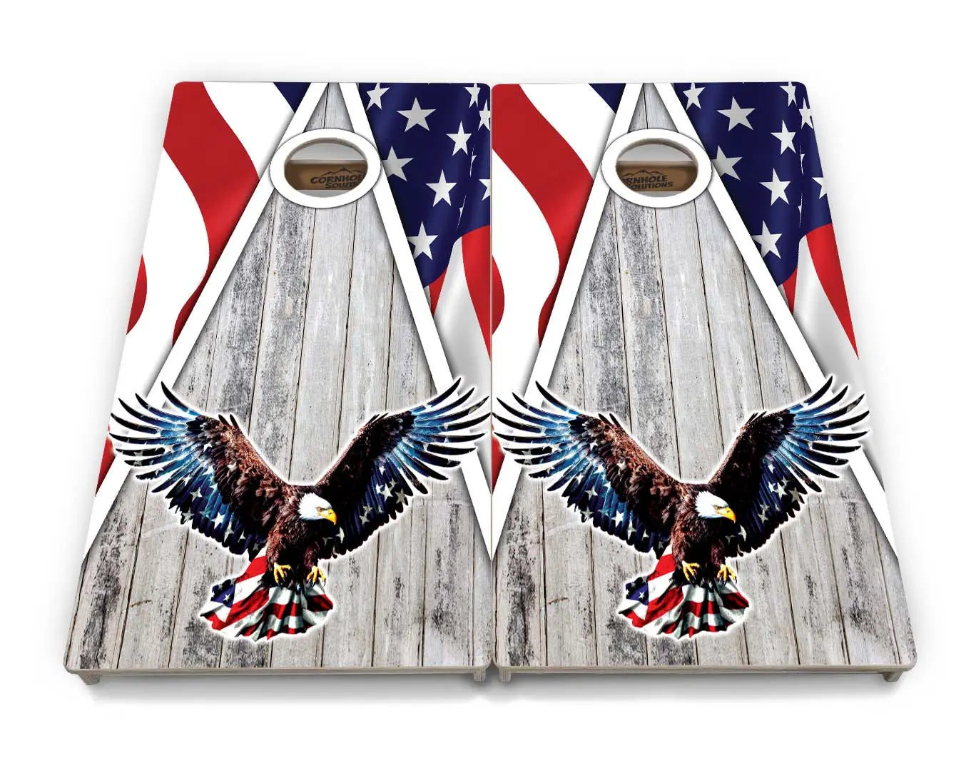 Eagle Triangle Whitewash Cornhole Boards - Professional Tournament Series by Cornhole Solutions, custom cornhole board detail photo 2