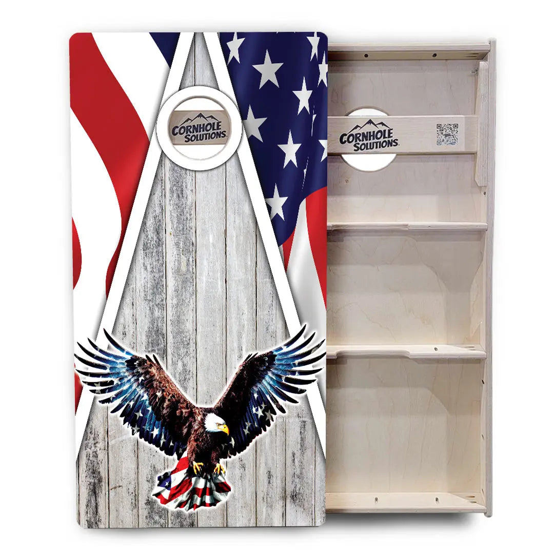 Eagle Triangle Whitewash Cornhole Boards - Professional Tournament Series by Cornhole Solutions, custom cornhole board detail photo 3