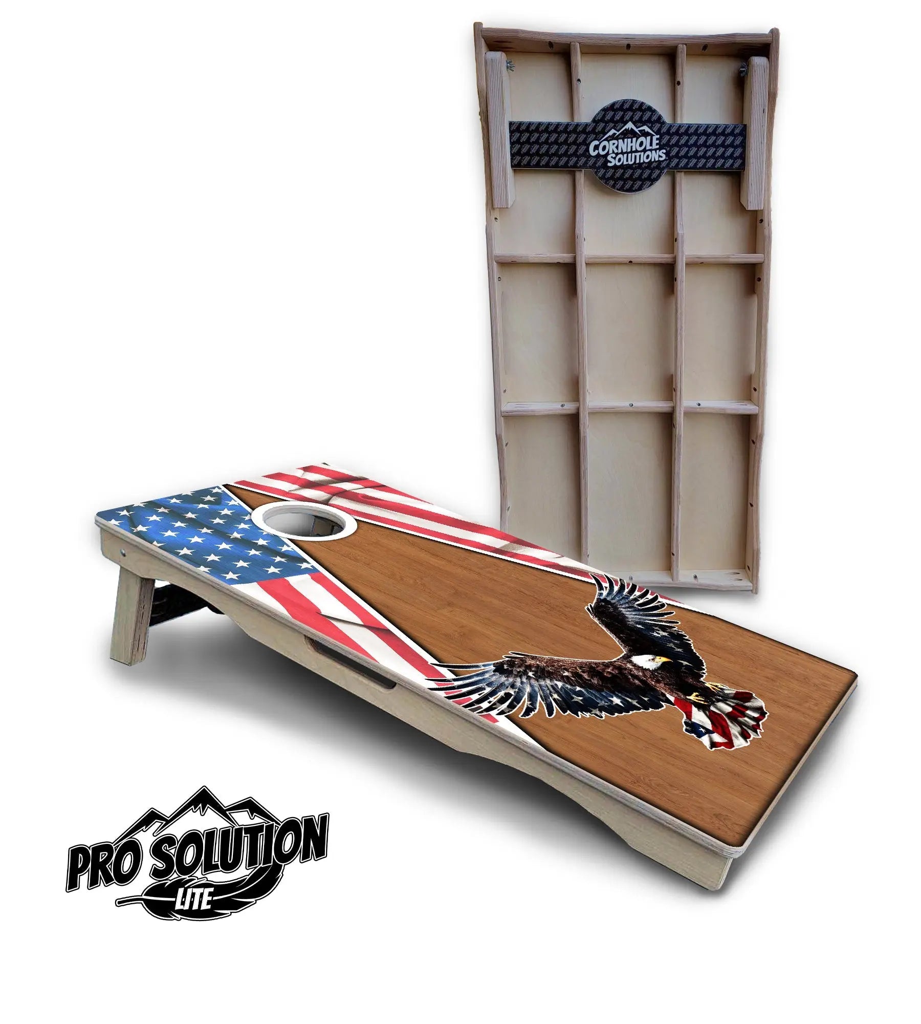 Eagle Triangle Wood Cornhole Boards - Pro Solution Lite Series by Cornhole Solutions, custom cornhole board main product photo