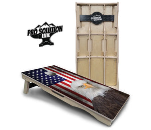 Eagle USA Flag Cornhole Boards - Pro Solution Elite Series by Cornhole Solutions, custom cornhole board main product photo