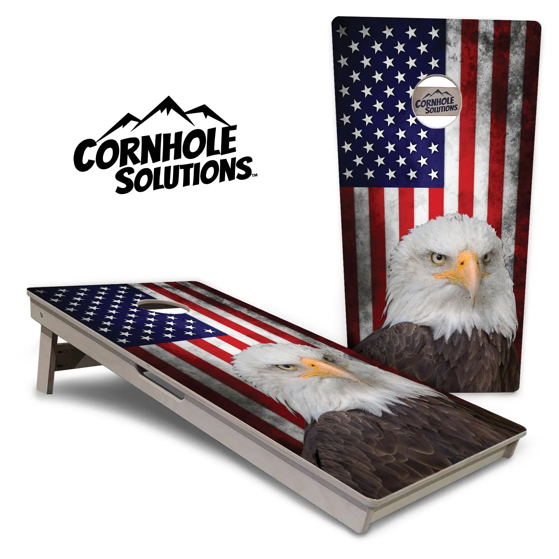 Eagle USA Flag Cornhole Boards - Professional Tournament Series by Cornhole Solutions, custom cornhole board main product photo