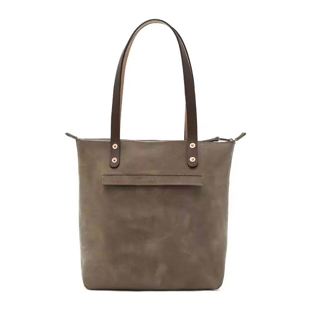 Eden MEDIUM Leather Tote Bag - Zippered by Mission Mercantile Leather Goods, handmade leather goods detail photo 4