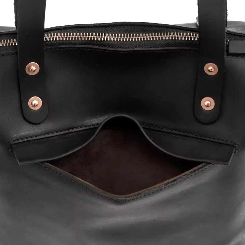 Eden MEDIUM Leather Tote Bag - Zippered by Mission Mercantile Leather Goods, handmade leather goods detail photo 19