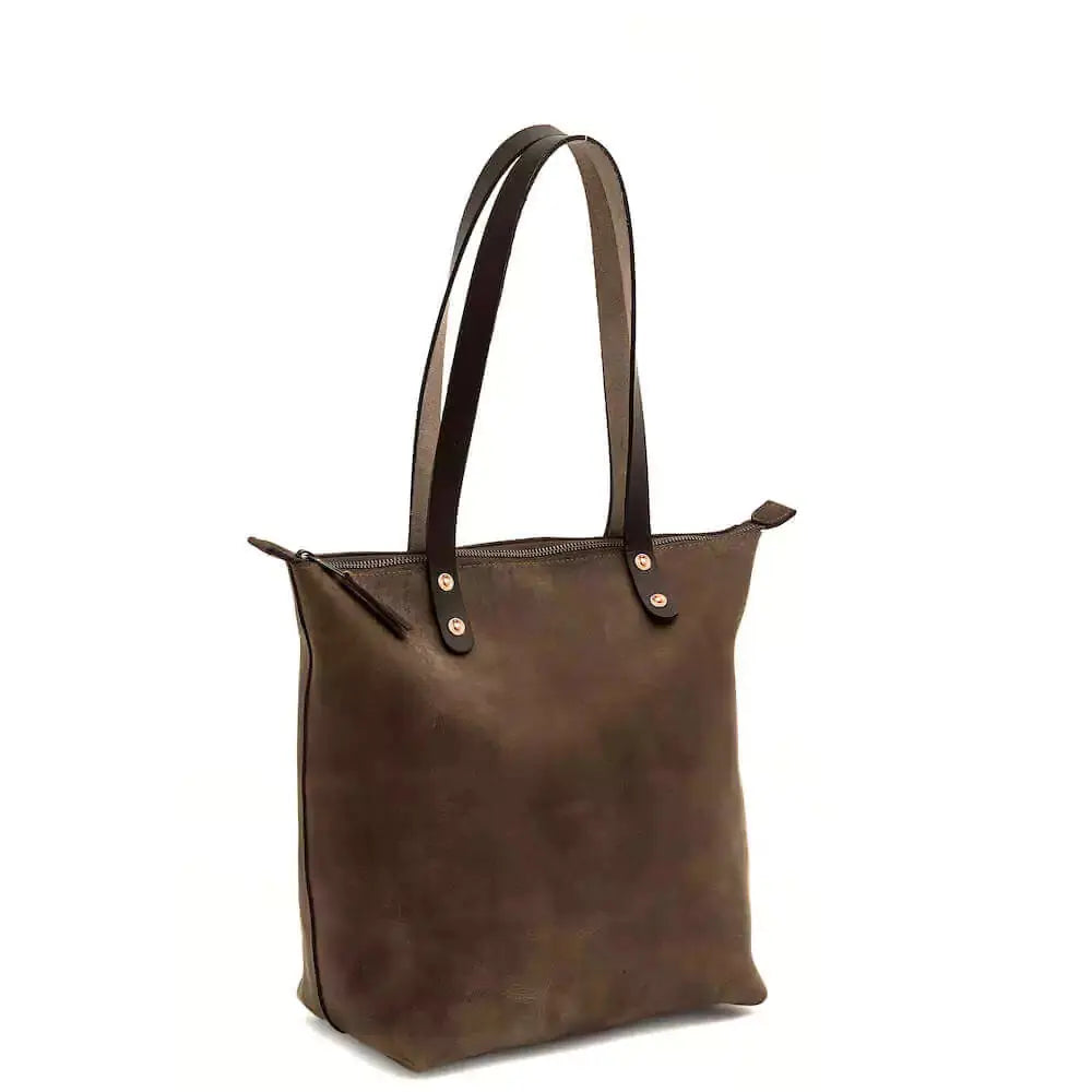 Eden MEDIUM Leather Tote Bag - Zippered by Mission Mercantile Leather Goods, handmade leather goods detail photo 26