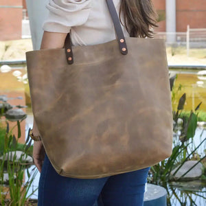 Eden OVERSIZED Leather Tote Bag - Classic by Mission Mercantile Leather Goods, handmade leather goods detail photo 3