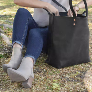 Eden OVERSIZED Leather Tote Bag - Zippered by Mission Mercantile Leather Goods, handmade leather goods detail photo 3