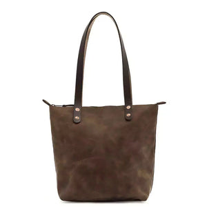 Eden SMALL Leather Tote Bag - Zippered by Mission Mercantile Leather Goods, handmade leather goods detail photo 4