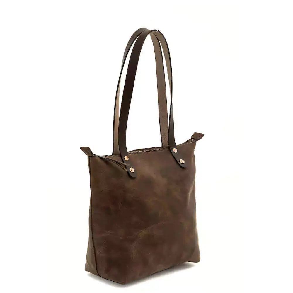 Eden SMALL Leather Tote Bag - Zippered by Mission Mercantile Leather Goods, handmade leather goods detail photo 6