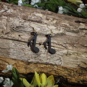 Eighth Note Wooden Dangle Earrings | Music Lover Jewelry