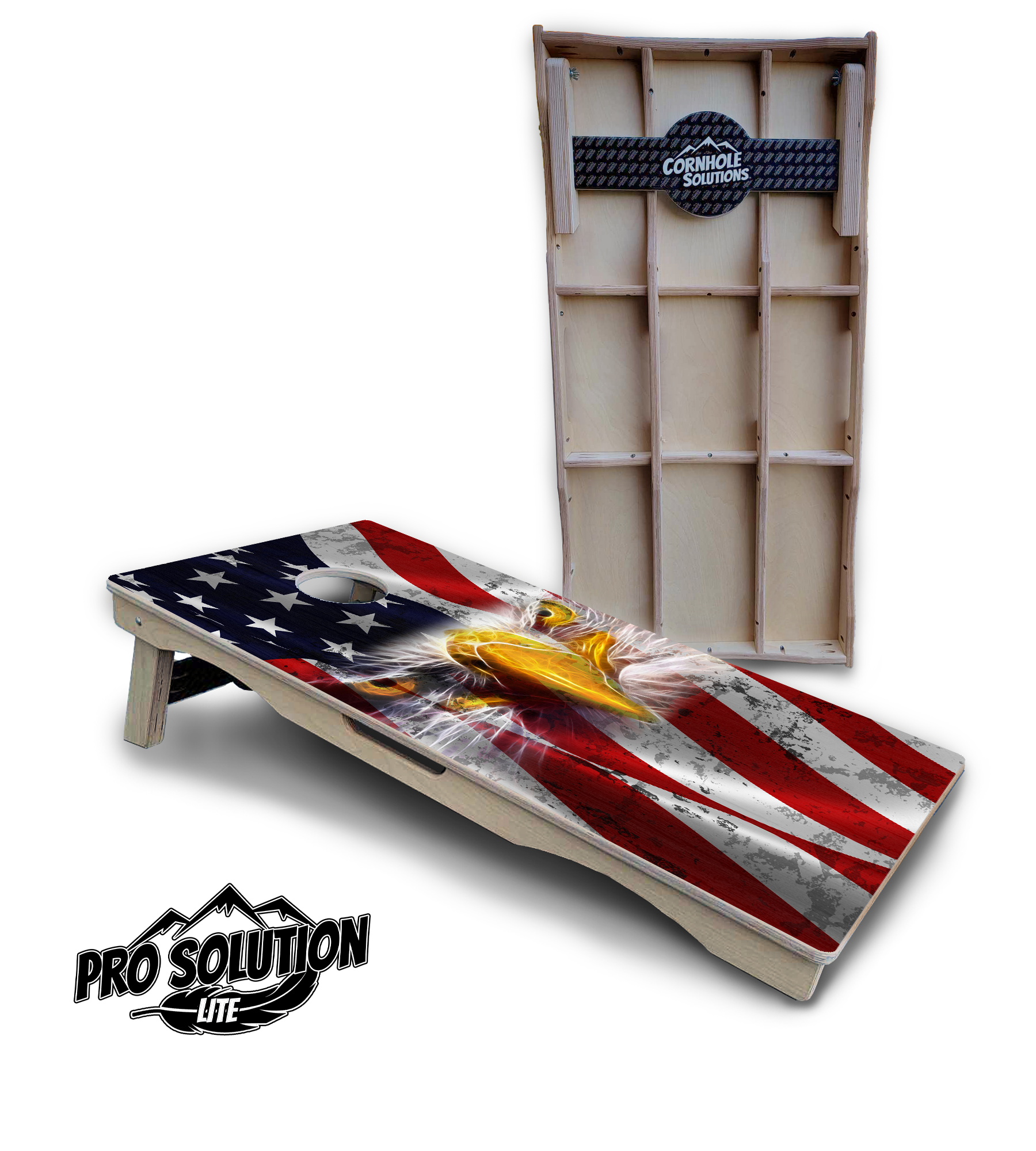 Electric Eagle Cornhole Boards - Pro Solution Lite Series by Cornhole Solutions, custom cornhole board main product photo