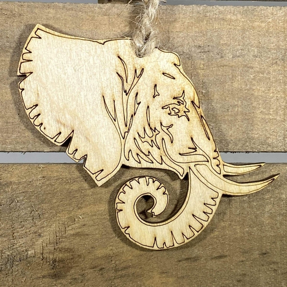 Elephant Profile Wooden Christmas Ornament | Safari Animal Holiday Decor by Cate's Concepts, LLC, Southern home decor main product photo