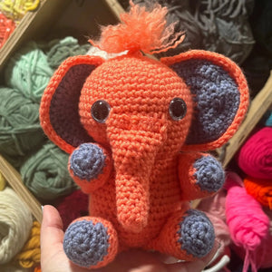 Eli the Elephant - Handmade Crochet Lucky Elephant Plush Colorful Character Toy by Klassy Krafts, 3D printed gift main product photo