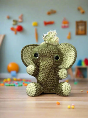 Eli the Elephant - Handmade Crochet Lucky Elephant Plush Colorful Character Toy by Klassy Krafts, 3D printed gift detail photo 2