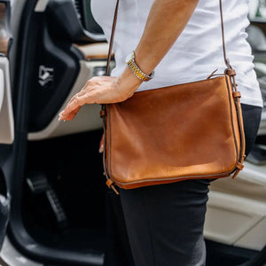 Ellington Leather Crossbody Purse by Mission Mercantile Leather Goods, natural skincare detail photo 3
