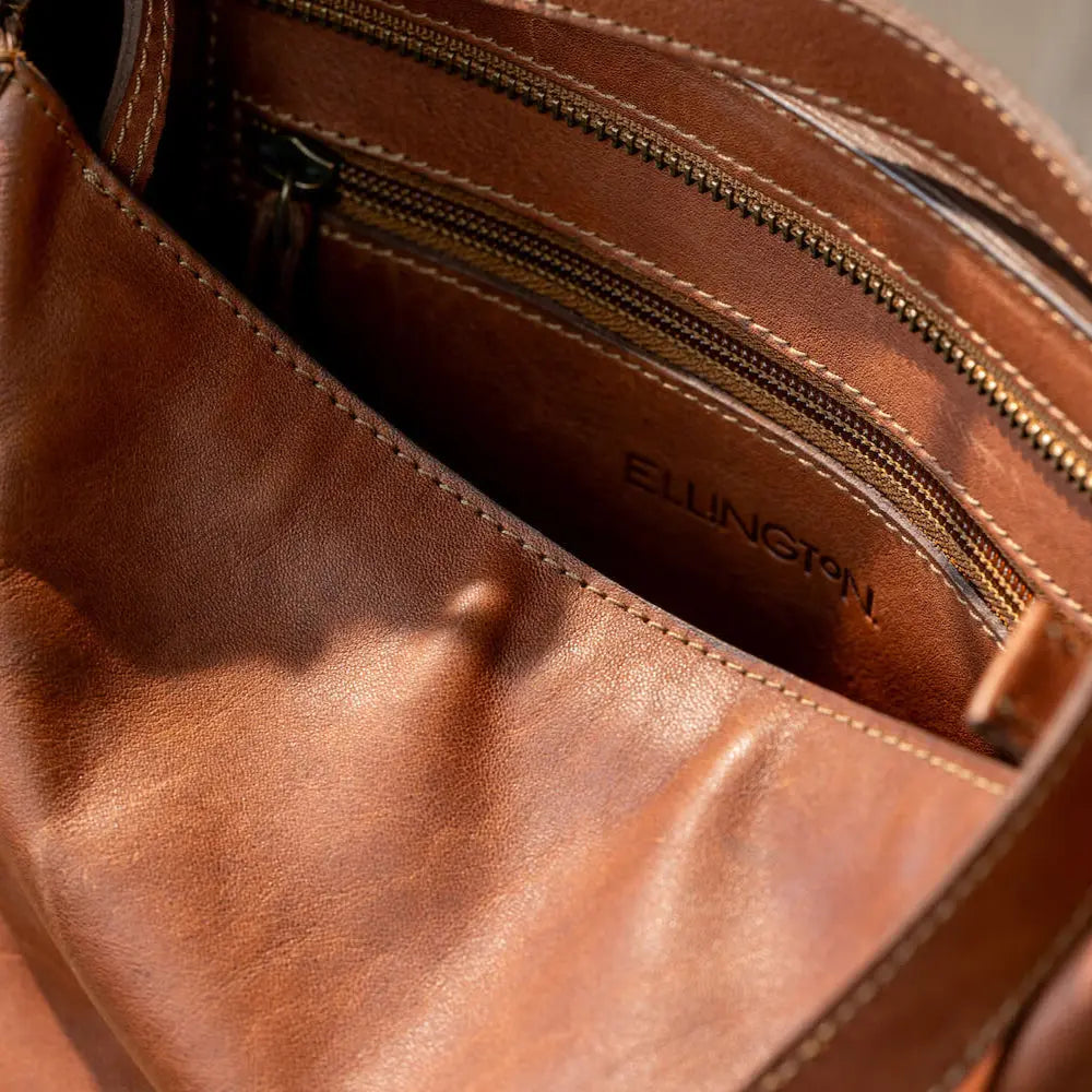 Ellington Leather Crossbody Purse by Mission Mercantile Leather Goods, natural skincare detail photo 4