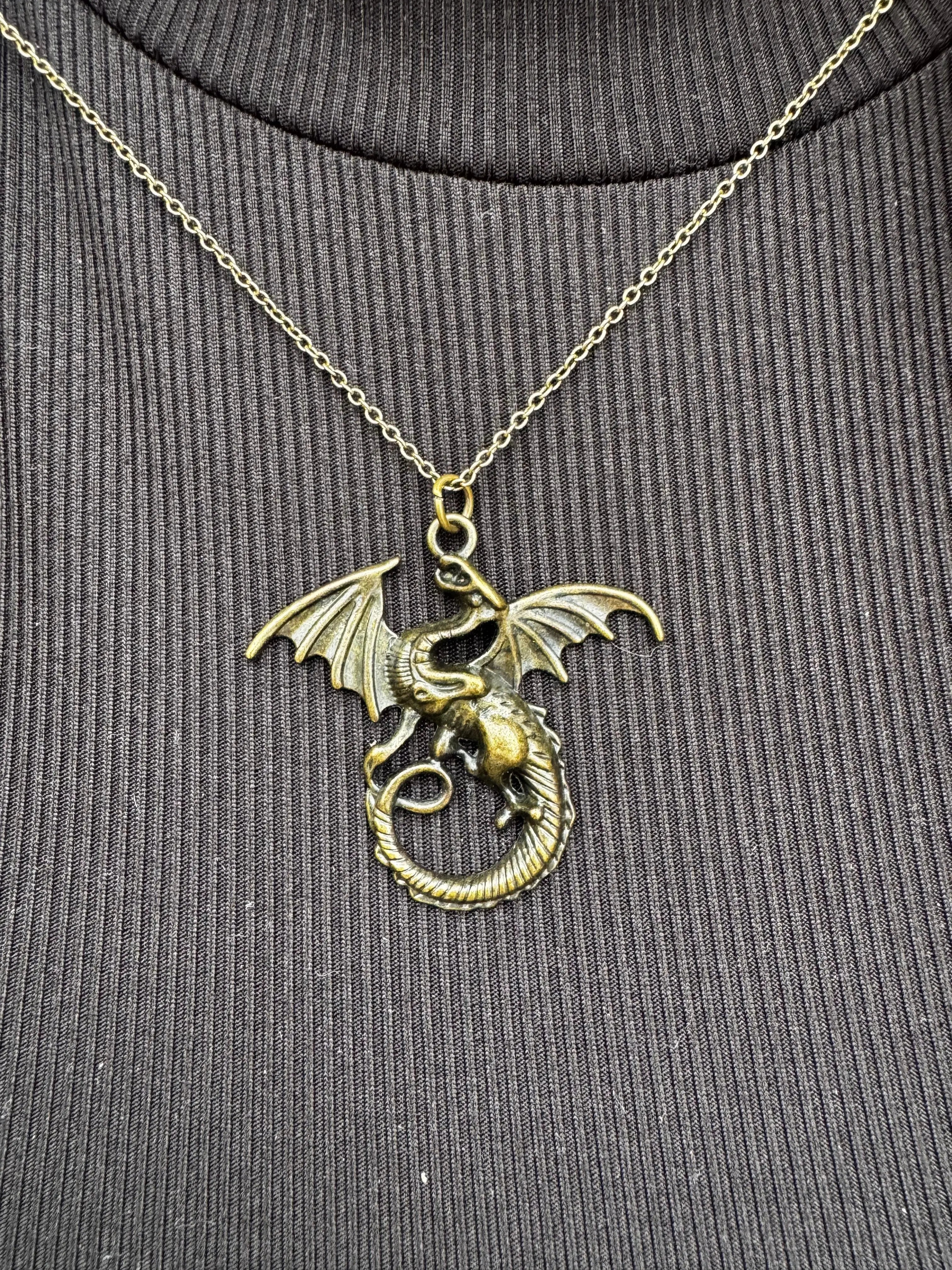 Ember Wyrm Necklace by Mushroom Lady Co, handmade jewelry main product photo