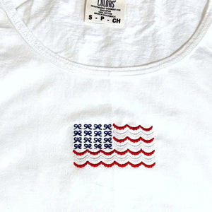 Embroidered Bow American Flag Tank by Poor Hog Customs, tank tops detail photo 4