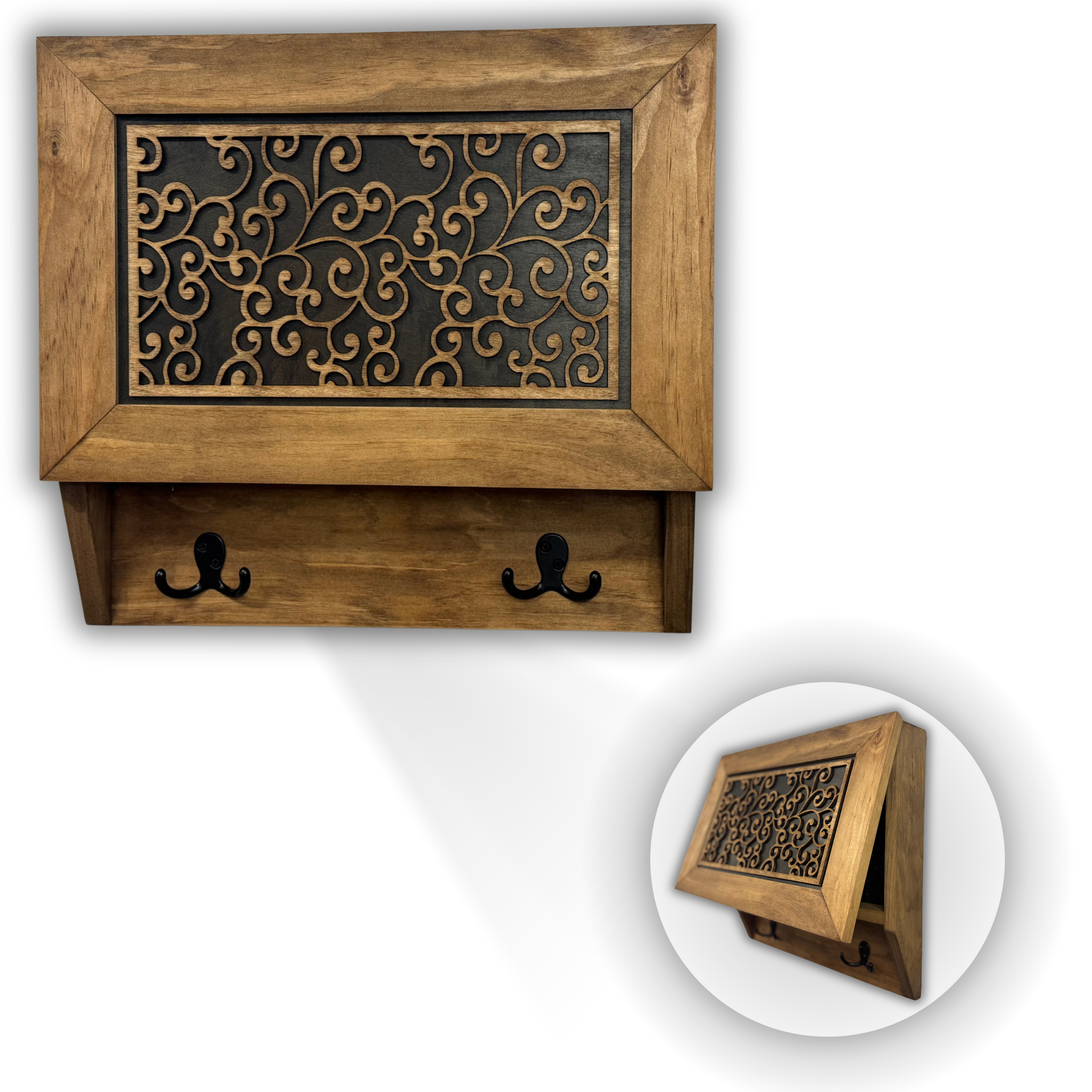 Enchanted Vine Hidden Gun Cabinet Coat Rack – Decorative Concealment with Hat & Key Hooks by Bellewood Designs