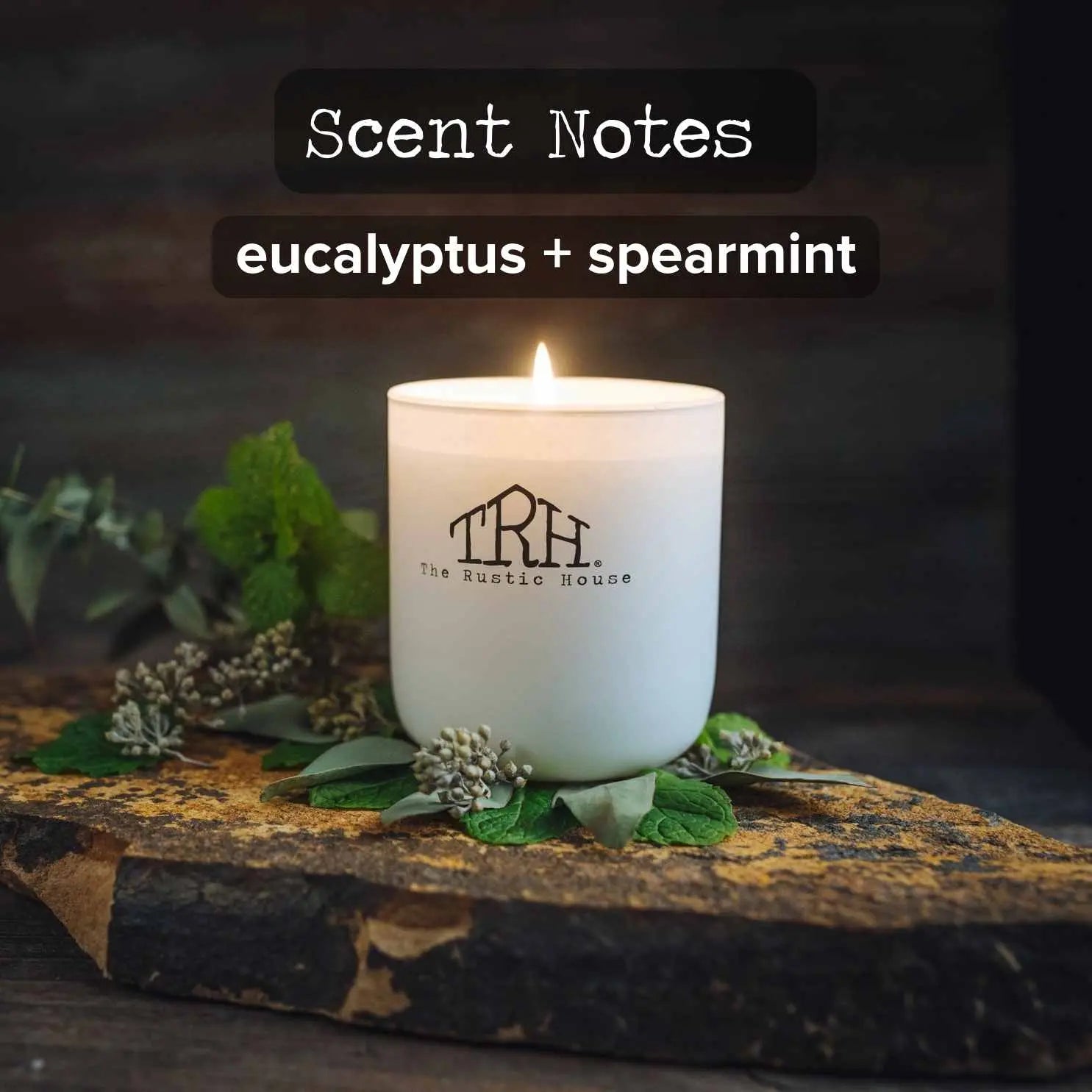 Eucalyptus + Spearmint Candle by The Rustic House, scented candle detail photo 2
