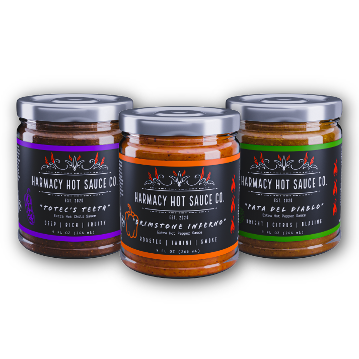Extra Hot Best Sellers Variety Pack by Harmacy Hot Sauce Co.